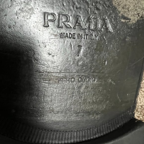 Prada Men's Black/Blue Trim Leather Open Toe Slip On Slides Sandals. - Picture 7 of 16